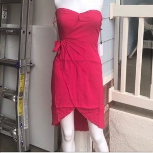 ASTR Josefina Midi Dress Sweetheart Hot Pink Punch